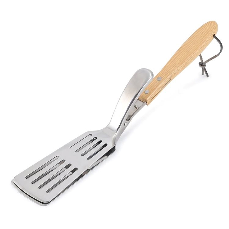 OEM/ODM Geklantiseerd 304 roestvrij staal single-use 2 in 1 bbq ​​grill spatel&tang voor buitenshuis, multi-doeleinden