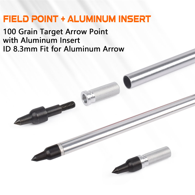 Elongarrow 100 -graan schroefpijlpunten en aluminium inzetstukken