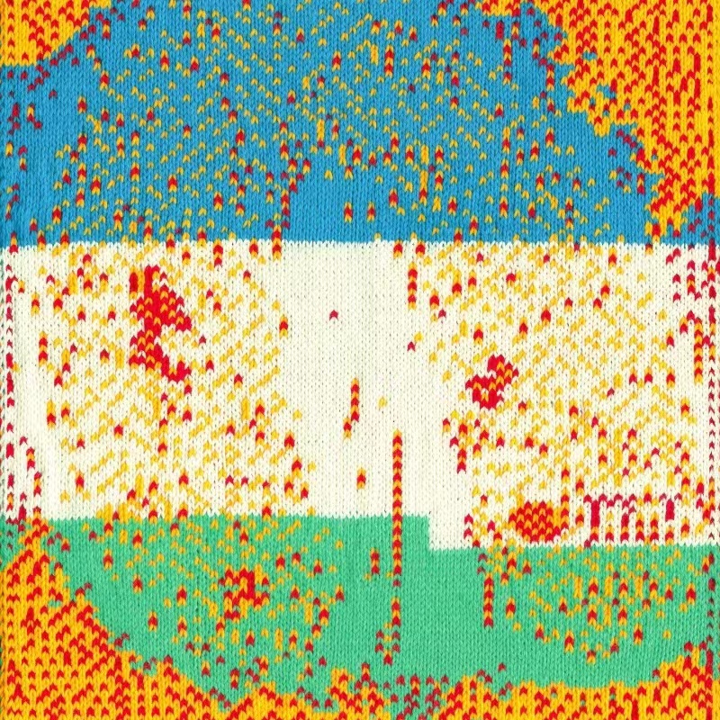 Gepatriceerde gebreide kleding/aabstract art/loose, chaotische en dynamische/happy combinatie/color