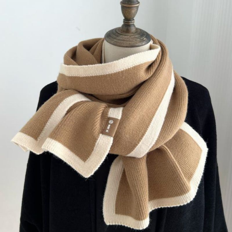 Winter sjaal gebreide aangepaste warm contrast kleur zachte vrouwen gebreide sjaals