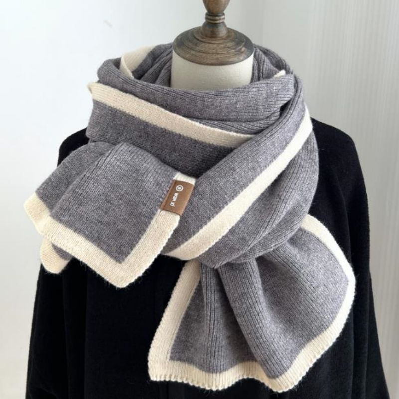Winter sjaal gebreide aangepaste warm contrast kleur zachte vrouwen gebreide sjaals