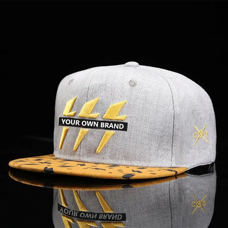 Populair logo 3D geborduurde platte dakbal honkbal hoed zomerjongen coole vrouwelijke hiphop snapback cap