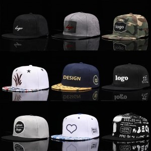 Populair logo 3D geborduurde platte dakbal honkbal hoed zomerjongen coole vrouwelijke hiphop snapback cap
