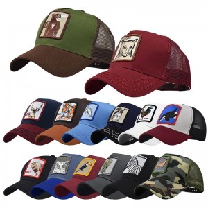 Groothandel mode 5 paneel cartoon sportkappen borduurwerk mesh gorros honkbal cap mannen dieren vrachtwagenchauffeurs hoeden