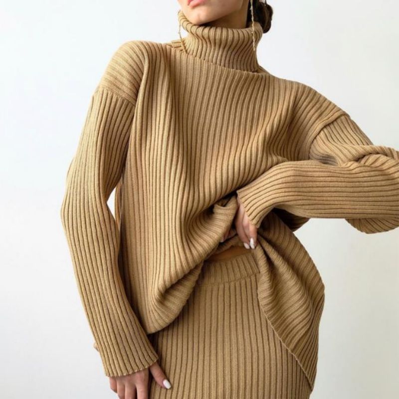Winter Nieuwe mode Custom Women \\\\\\'s Warm Turtleneck pullover gebreide trui pak