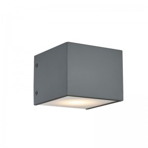 Gastvrijheid hotel muurlamp met geschilderde platte grijze afwerking en geïntegreerde lednaar binnen in hotel typische kamers