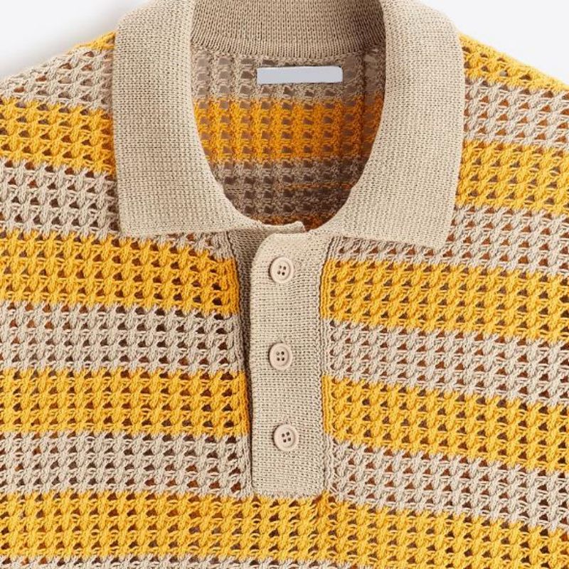 Groothandel in de lente Zomer Korte mouw Haakhaak gebreide polo trui shirt voor mannen
