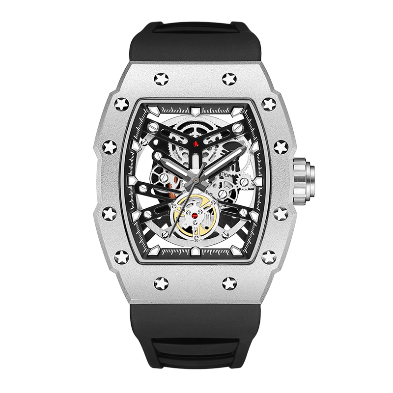 Baogela topmerk luxe heren horloges sport roestvrij staal tonneau dial militaire sport polshorloge siliconen band dropship 4149