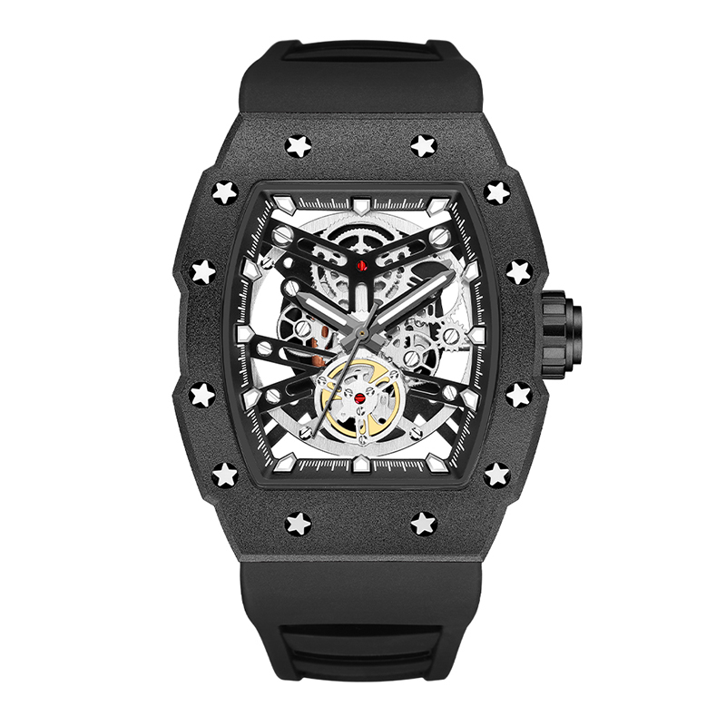 Baogela topmerk luxe heren horloges sport roestvrij staal tonneau dial militaire sport polshorloge siliconen band dropship 4149
