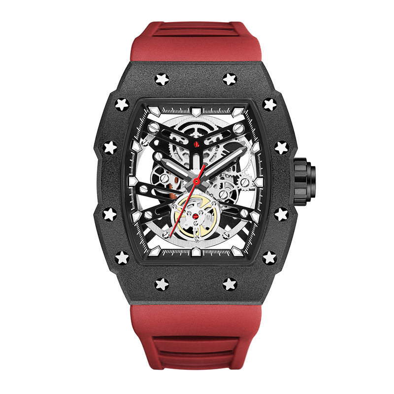 Baogela topmerk luxe heren horloges sport roestvrij staal tonneau dial militaire sport polshorloge siliconen band dropship 4149