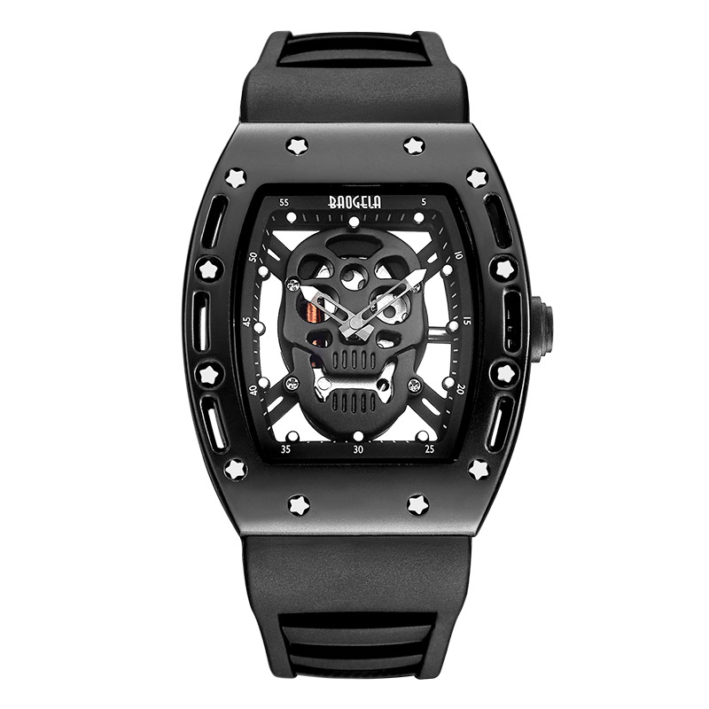 Fashion Skull Men Quartz Bekijk Baogela Creative Dial Watch voor mannen Clock Gold Life Waterproof Men Watches Sportstyle 1612