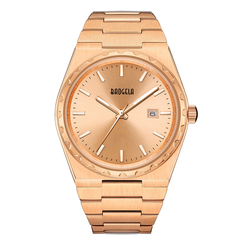 Baogela Brand Luxury Rose horloges roestvrij staal heren \\ 's polsWatch Classic Business 50m waterdichte beweging Relogio masculino 22801
