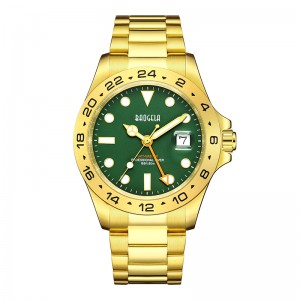 Baogelanieuwe mannen luxe horloge 304 roestvrij staal lumineuze wijzerplaat 50m duiken modeparen sport horloge polshorloge goudgroen 22806