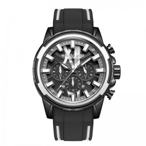 Baogelanieuwe horloges mannen roestvrij rubberriem blauw horloge voor man luxe waterdichte chronograaf polshorloge lumineuze relogio 22601