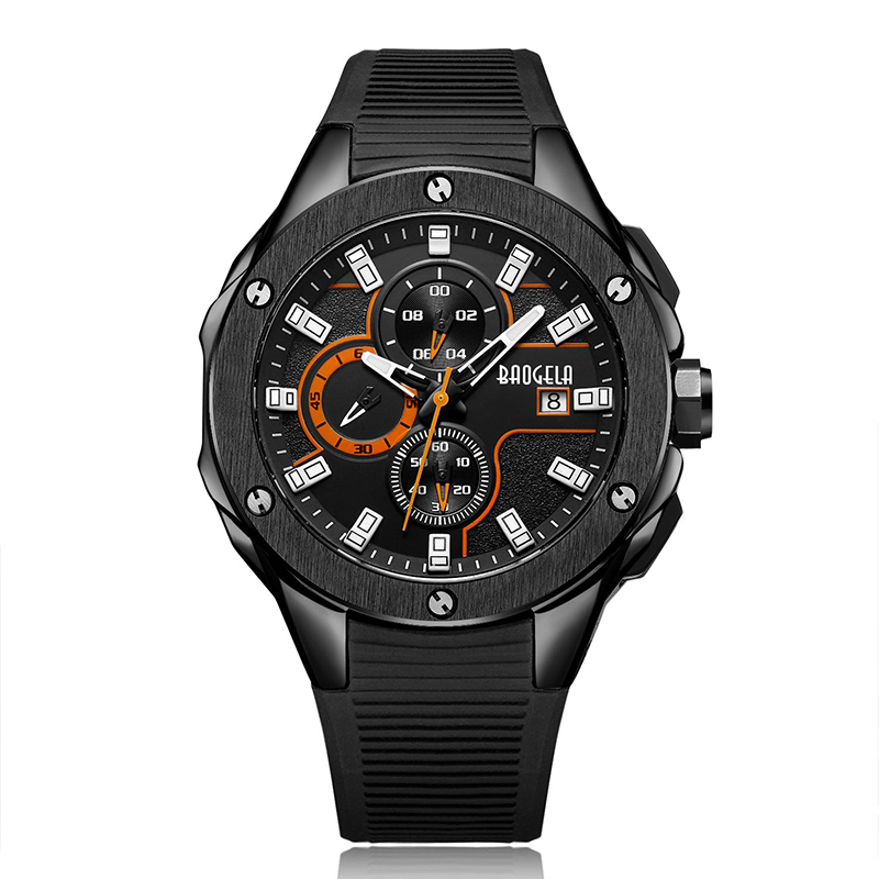 Baogela Luxurymerk Men Silicone Sports Watches Fashion Army Watch Man Chronograph Quartz Polshorwatch Relogio Masculino Rose 22608