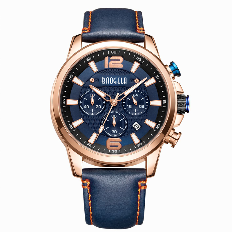 Baogela kijkt voor mannennieuwe chronograaf kwarts kijk luxe roestvrijstalen polshorloge man relogios masculino часы мжжские 22706