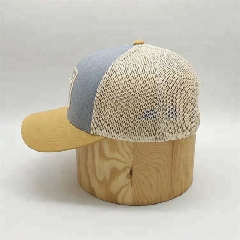 OEM Custom 6 Paneel Pre Gebogen rand Mesh Snap Back Back Sports Hats, Wholesale Truck Gorras, 3D geborduurde Logo Trucker Cap