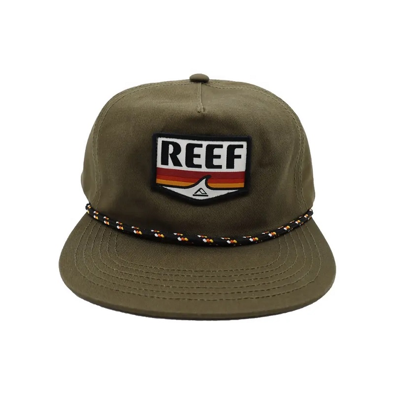 Ongestructureerde snapback -hoeden met touw retro 5 panelen geweven patch label katoen Twill snapback caps sportman hoed