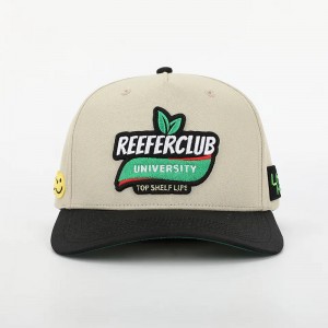 OEM Custom 5 Paneel gebogen randkatballet, midden profiel Sport Gorras, 3D Puff Borduursel Logo Structured Dad Hat