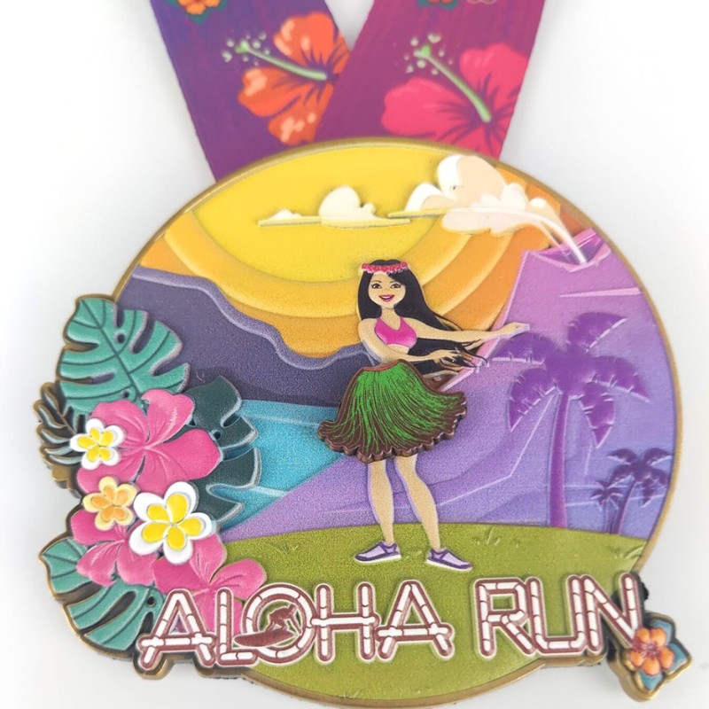 Aangepaste racemedailles klassiek Aloha Run Medals 3D -geprinte marathonmedailles Fun Run Medals Finisher Medals