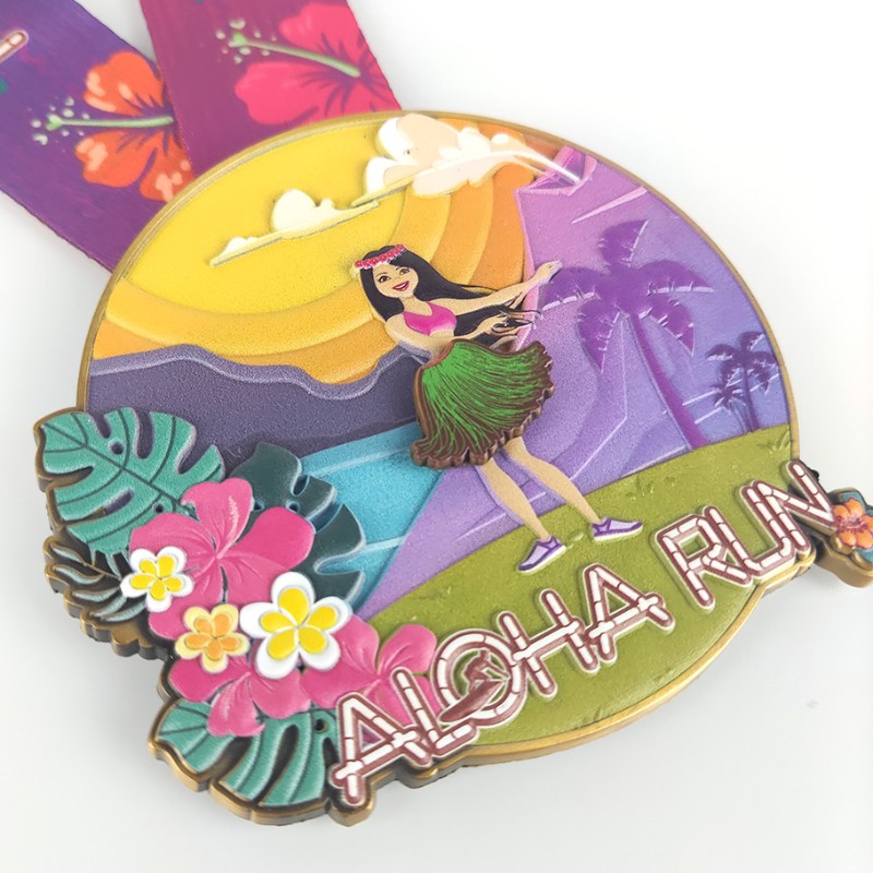 Aangepaste racemedailles klassiek Aloha Run Medals 3D -geprinte marathonmedailles Fun Run Medals Finisher Medals