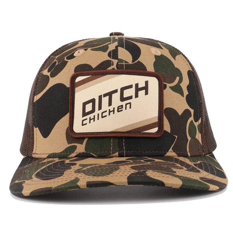 Aangepaste eend bruin camo snapback mesh patch logo 6 paneel richardson 112 trucker cap hoed
