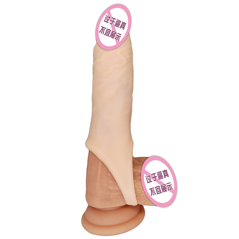 843 Realistische penishuls Penis Cover extender condooms voor mannen herbruikbare vloeibare silicium dildo penis mouw extender voor mannen