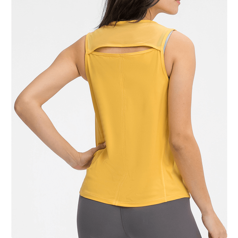 Patch Hollow Out O Neck Yoga Vest