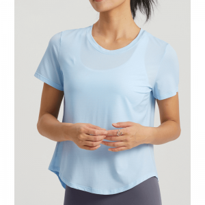 Elastische split onek yoga t-shirts