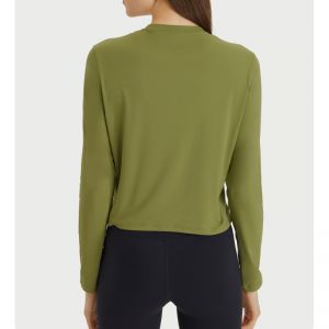 Losse vaste kleur split yoga shirts