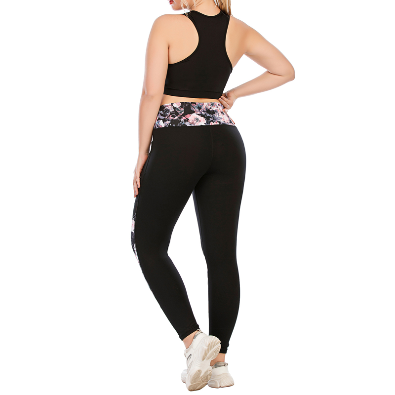 Drie stukken bloemen-vorm yoga set