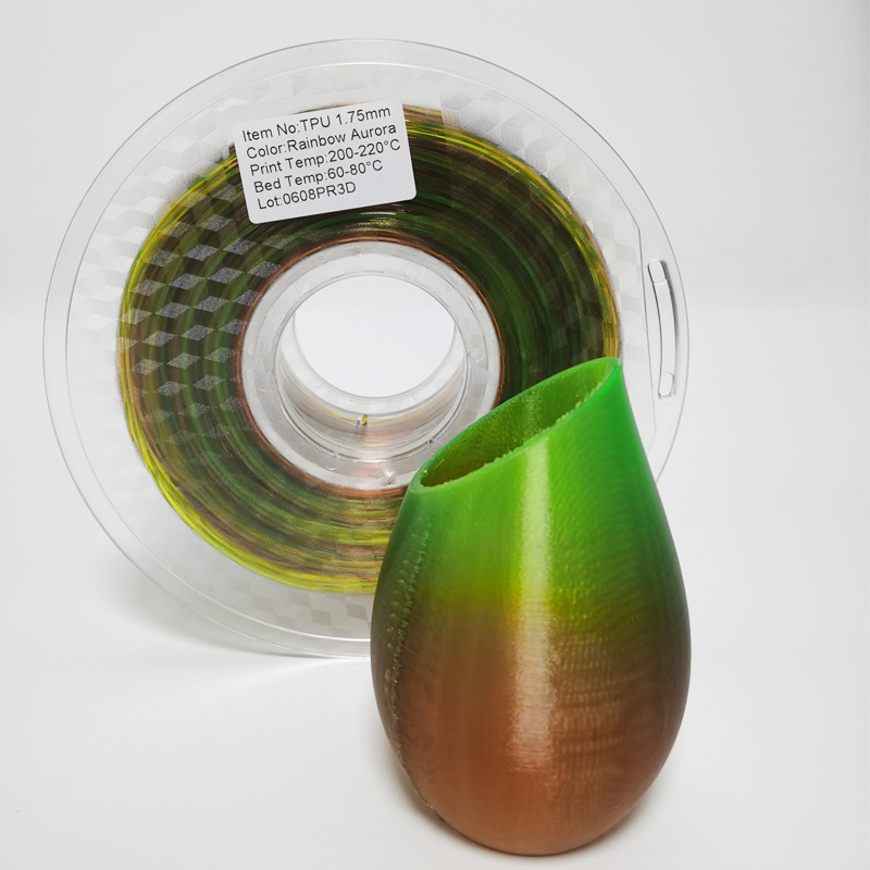 TPU regenboog filament 3d filament zacht flexible1.75mm fdm