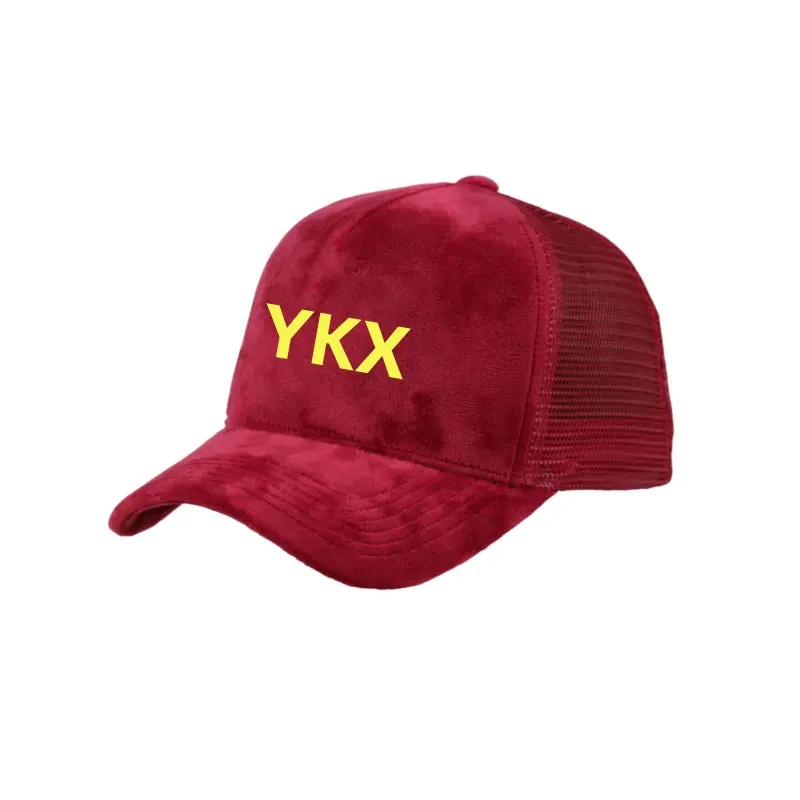 Factory Custom 5 Paneel Velvet Mesh Trucker Cap 3D Borduurwerk Logo Suede Trucker Hat