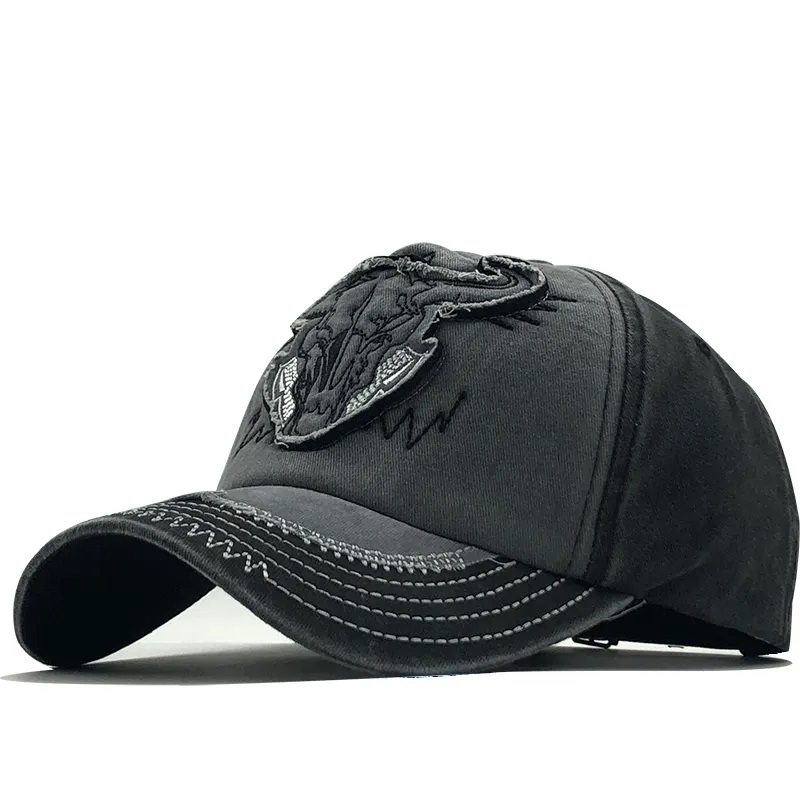 Klassieke mode -mannen hebben de straat van de oude gewassen eend -tong cap koehoofd patch kleur contrast honkbal hoed