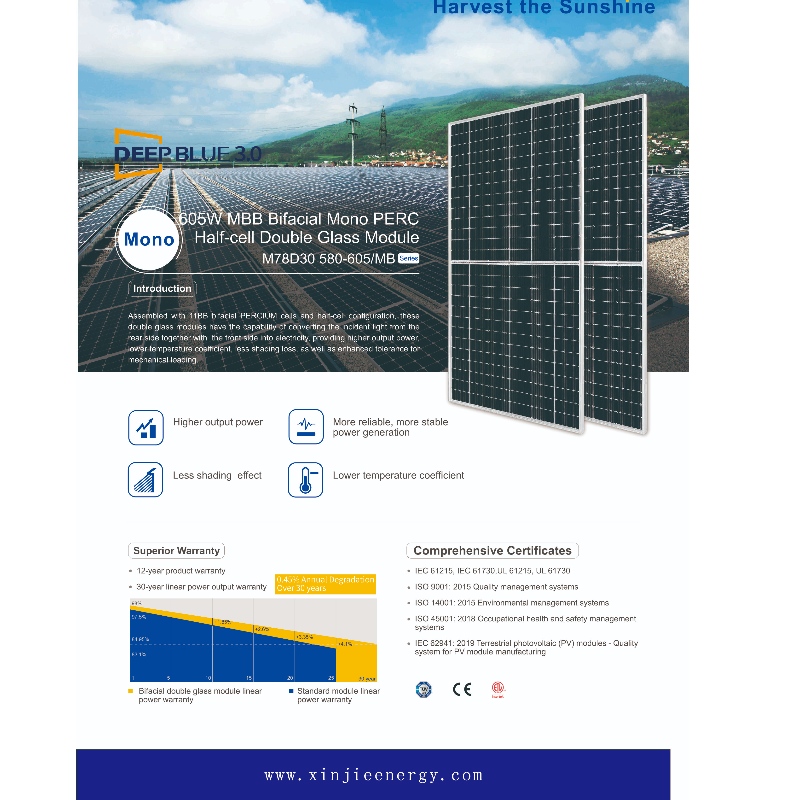 Fotovoltaïsche dubbele zijde 605 W M B B BODE HOOG Efficiency Module Panels Systeem Online verkoop
