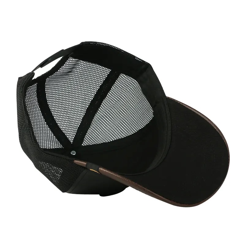 Mens Mesh goedkoop aangepaste 5 paneel trucker cap applique geborduurde patch gorras trucker hoeden