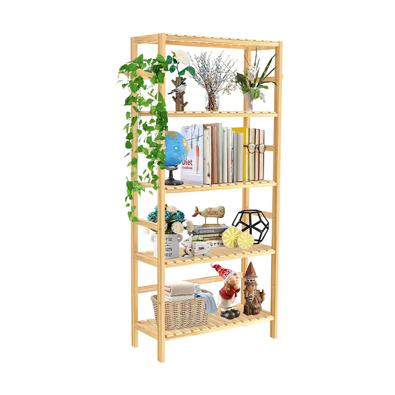 Verstelbare boekenkast met 5 verdiepingen Hoge waterdichte badkamerrek Plant Rack Bamboo Bookshelf