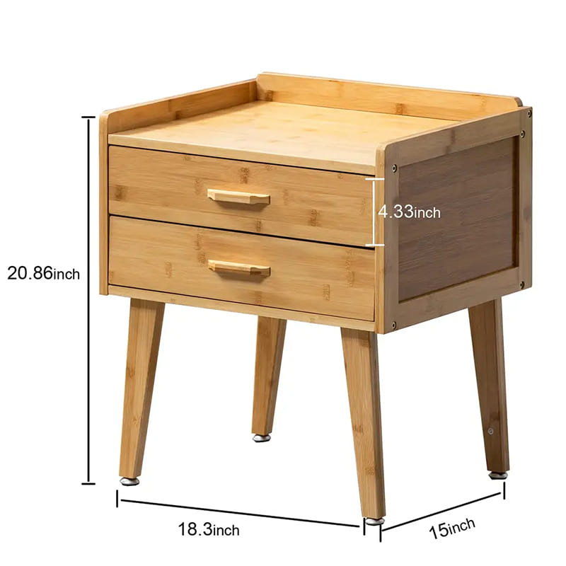 Bamboo -eindtafel met ladenachtkastjes voor kleine ruimtes opslagavond staan ​​bijzettafel voor slaapkamer