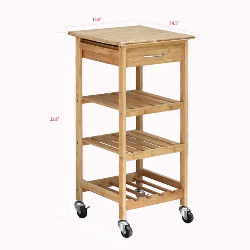 Mobile ontwerpbrede applicatie Bamboo Kitchen Trolley is ideaal voor opslag bamboeopslag