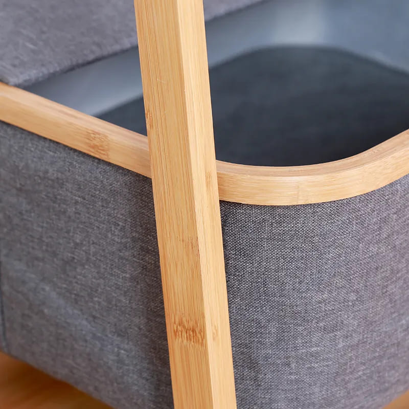 Nieuw design bamboe plank bedmeubilair wasserij kleding droogrek met opbergmand