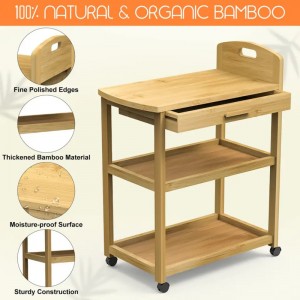 Open plank voor winkelvoedselbereidings trolleys bamboe opslagplank auto