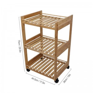 Drie laag rollende multifunctioneel voertuig draagbare trolley frame bamboe plank auto