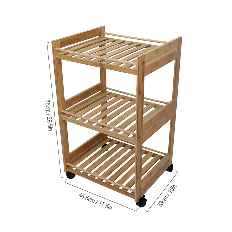 Drie laag rollende multifunctioneel voertuig draagbare trolley frame bamboe plank auto