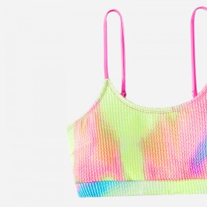 Tie-dye textuur schepnek top&hoge taille bikini set