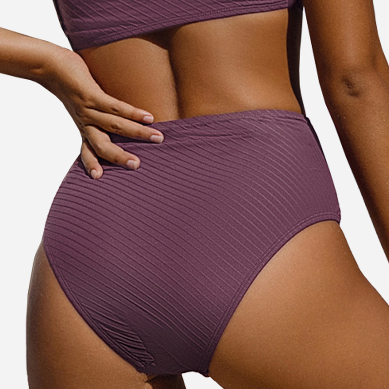 Wine High Taille Bikini Bottoms