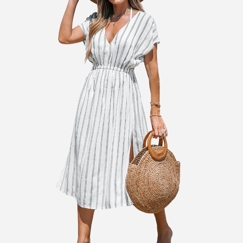 Gestreepte Midi Cover-Up Dress