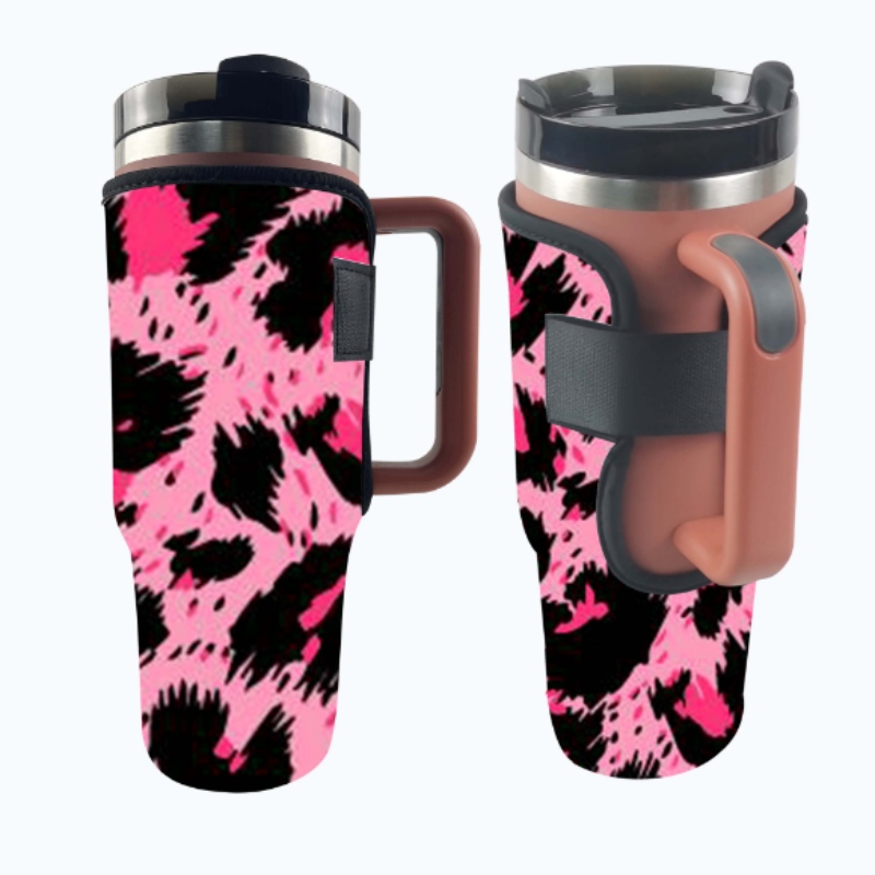 Aangepaste sublimatie Printing Leopard Cow Print Neopreen Tumbler Sleeve Holder voor 40oz beker