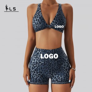 SC1066 Women\'s Yoga Sets Leopard Print Sport Bra en Sport Shorts Running Suit Yoga Set Fitness Woman 2024