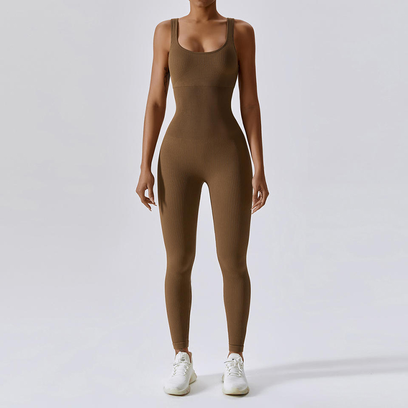 SC10711 Custom Fitness Sports Jumpsuit Gym Rompernaadloos geribbeld één stuk workout Yoga Bodysuits