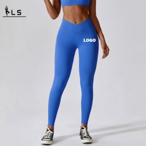 SC1094 vierweg stretch ademende v gesneden taillenylon spandex leggings butt lift yogabroek leggings voor vrouwen